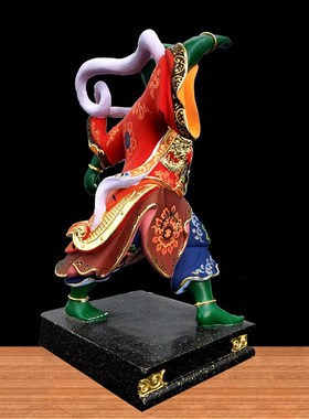 香樟木雕千里眼顺风耳神像古彩青身双角随侍妈祖娘娘护法将军像