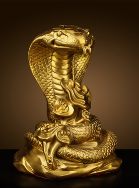 铜蛇摆件纯铜生肖蛇招財家居客厅书房办公室装饰V品金属蛇工艺品