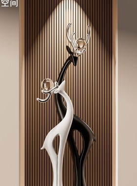 现代简约招财鹿摆件客厅入户x玄关壁龛高级感电视柜装饰品乔迁礼