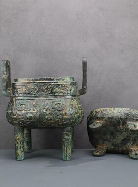 【腾候鼎】仿古铜装饰品博古架铜祥德工艺滕州博物馆文创铜摆件