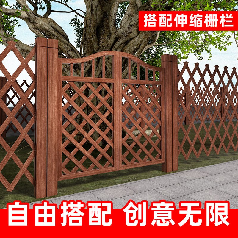 栅栏门防腐木门庭院户外双开 z关篱笆门菜园门木围栏花园门网 - 图2