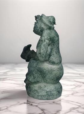 新中式击鼓说唱俑禅意软装摆件书房茶室古典玄关书柜博古架纯手工