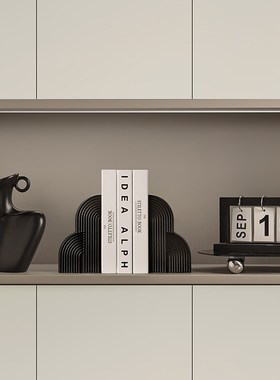 现代简约黑白创意书档摆件家居饰品E客厅电视柜书房酒柜高级感装