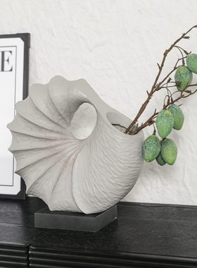 甄选轻奢极简创意海螺花插摆件级感家居客厅电视柜酒柜装饰品摆件