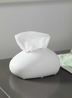 甄选现黑白色陶瓷纸巾盒客厅茶几摆件 餐巾纸盒子抽纸盒创意装饰