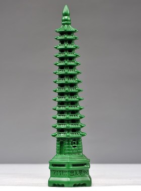 绿色实木文昌塔摆件13层文昌塔客厅办公摆设送礼工艺品木雕刻装饰