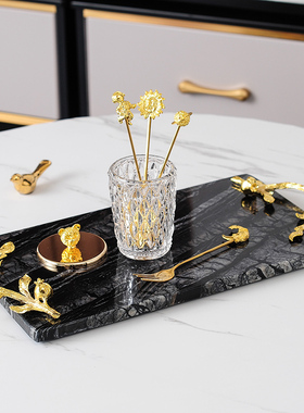 现代轻奢大理石托盘蛋糕果盘首饰化妆品桌面门口收纳浴室洗漱托盘