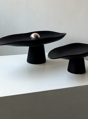 态生活意式简约餐桌高脚果盘摆件软装售楼处家居客厅茶几收纳托盘