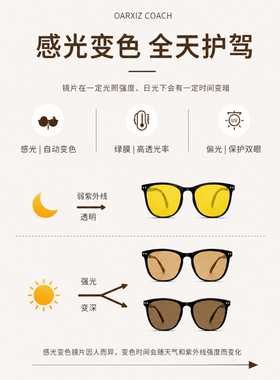 索途日夜两用感光变色驾驶镜女