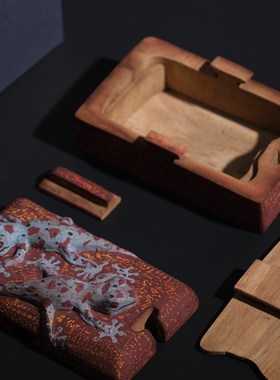 巴厘岛丛林木盒蜥蜴版手工进口A储物首饰收纳摆件家居饰品装饰礼