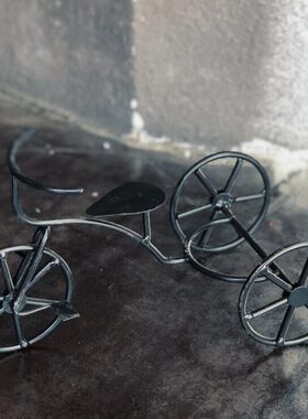 铁艺迷你三轮车摆件桌面小自行车拍摄道具