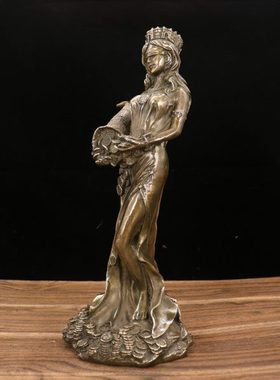 黄铜西洋人美女蜡台摆件 家居客厅供奉桌面装饰工艺品