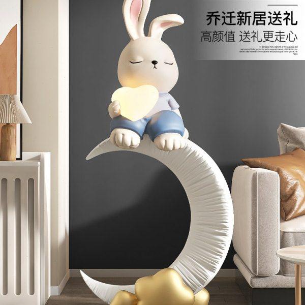 大型兔子客厅落地摆件家居饰品电视柜沙发旁灯公司楼梯乔迁礼物,淘宝优惠券,粉丝福利购,淘宝优惠卷