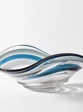 现代简约轻奢高端玻璃琉璃创意果盘收纳家用摆件茶几桌面餐桌酒店