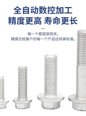 达克罗10.9级外六角法兰面螺栓M5M6M8M10M12M14带垫防滑汽配螺丝