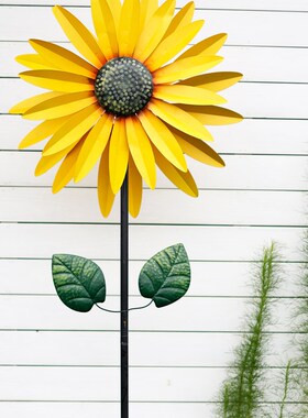向日葵大风车民宿别墅露台创意景观摆H件铁艺户外花园装饰旋转庭