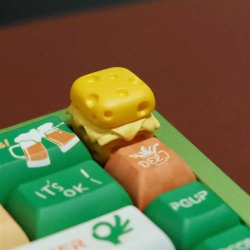 芝士汉堡个性键帽单颗创意键帽机械键盘帽可爱复古磁吸黄色奶酪 - 图1
