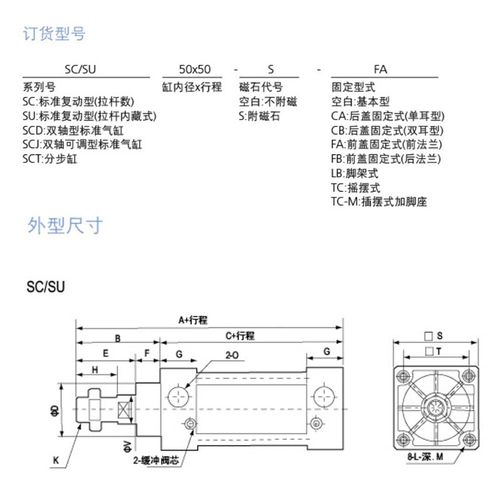 标准气缸亚德客型SC50*25x50/75/100/150/175/200-S附磁非标定做 - 图1