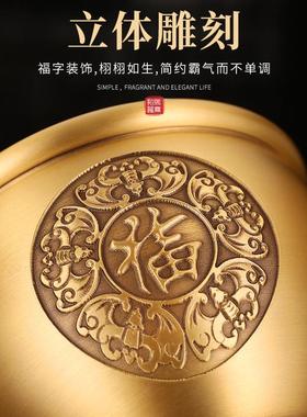 铜百福缸黄铜米缸聚宝盆摆件家用全铜家居客厅玄关装饰品存钱罐