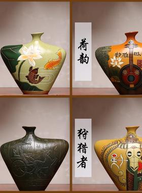 中式复古陶瓷客厅家居玄关展示隔断柜博古架小摆件办公室装饰品