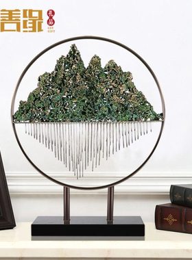 千里江山乔迁礼品酒店大厅客厅玄关装饰办公室桌面摆设艺术铜摆件
