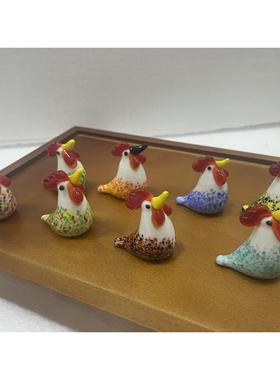 波波山陶瓷釉面大观园手工釉面鸡哒哒鸡咕咕鸡动物装饰桌面
