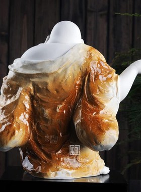 日日是好日白瓷弥勒佛家居装饰招财工艺客厅电S视柜办公装饰摆件