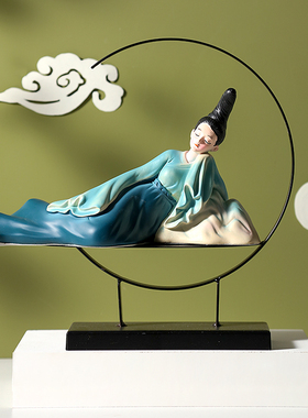 新中式只此青绿艺术古风摆件创z意酒柜电视柜办公室客厅装饰品国