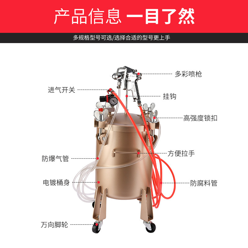 真石漆压力桶 20/30升水包水压力罐水包砂多彩漆喷枪仿石漆喷涂机,淘宝优惠券,粉丝福利购,淘宝优惠卷