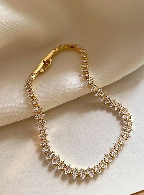 轻奢锆石水滴手链ins简约时y尚高级感手环精致小众气质网红手饰女