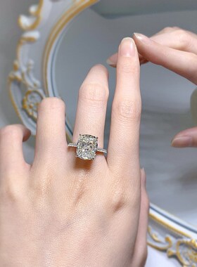 珠宝2023新款925银高碳钻戒指10*1K2白G色豪华欧美风直播爆款