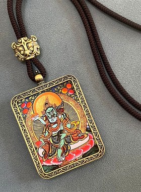 唐卡 手绘黄财神唐卡吊坠厂家景区夜市地摊招财Y配饰纪念品