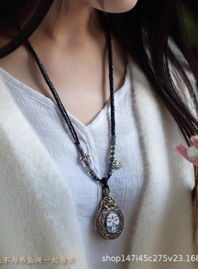 藏式挂脖吊坠项链绳民族风扎基拉姆唐卡J佛牌文玩手工配件装饰挂