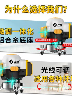 光梵12线水平仪绿光激光红外线高精度强光细线蓝光平水仪室外专用