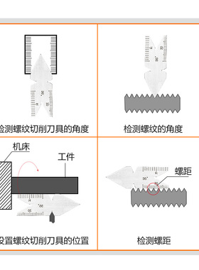记工 3/4件套55&60 量规 计量器具公英制一体螺纹规 中心规