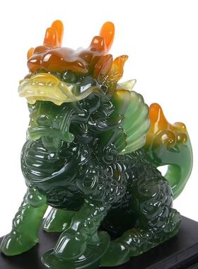 玉麒麟家居饰品摆件一对大号招财客厅玄关装饰工艺礼品办公室摆设