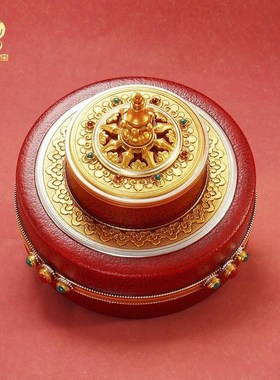西藏家用电动转金筒树脂八吉祥装饰六字真言转简经桶藏族桌面摆件