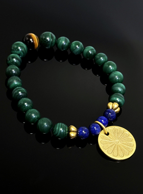 BUDDIA孔雀石手链转运虎眼手串