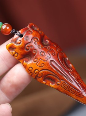 天然西藏老料牦牛骨开片包浆瑞兽金刚杵吊坠男女文玩项链挂饰品