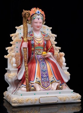 泰山奶奶神像汉j白玉东岳泰山娘娘神像碧霞元君神像家用供奉摆件