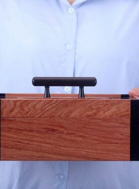 雅格干果盒紫光檀巴西花梨木实木茶盘红木质水果盘功夫茶具长方形