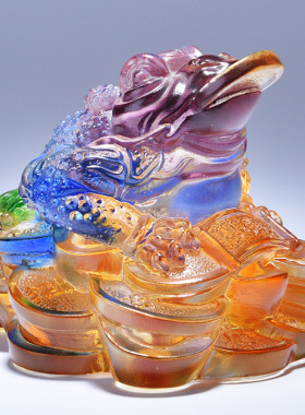 琉璃工艺品金蟾蜍招财镇店之宝摆件招财开业礼品实用大气店铺小号