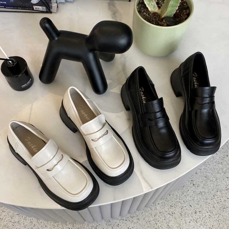 大码女鞋41一43黑色小皮鞋女英伦风厚底日系jk制服鞋学院高跟单鞋 - 图1