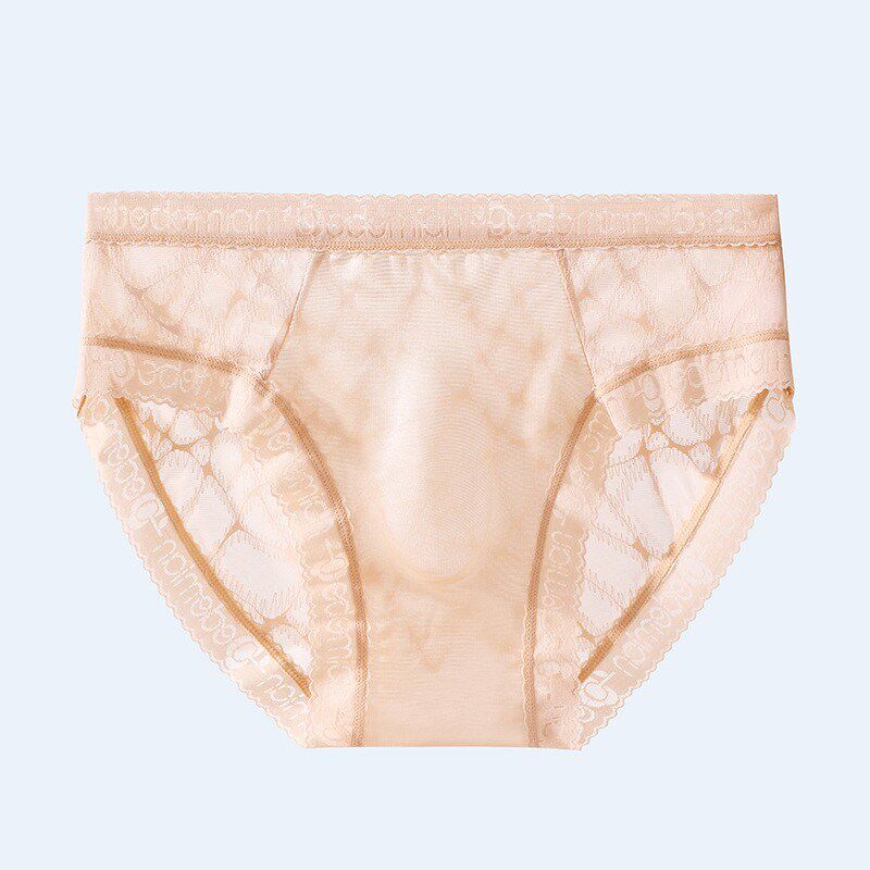 2025新款男士内裤性感蕾丝网纱透气三角裤头单层速干无痕运动短裤 - 图0