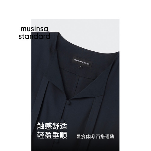 韩国26夏季新品女士休闲复古款飘带娃娃袖衬衫MUSINSA STANDARD - 图2