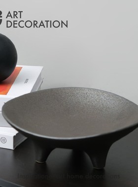 侘寂风陶瓷果盘i托盘桌面收纳盘厨房样板房茶几餐桌软装饰品摆件