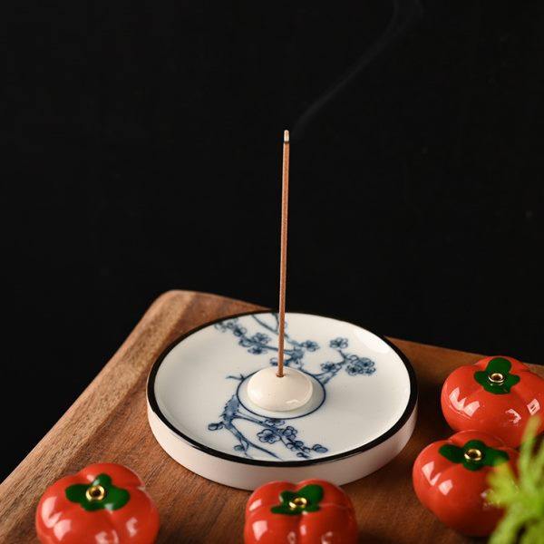 简约青花线香炉香插摆件陶瓷创意仿古香道托盘卧香炉家用迷你檀香,淘宝优惠券,粉丝福利购,淘宝优惠卷