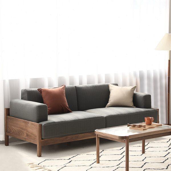 凡人家私全实木沙发黑胡桃木日式简约北欧客厅家具三单人布艺整装,淘宝优惠券,粉丝福利购,淘宝优惠卷