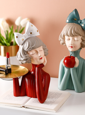 女孩电视酒e柜摆件家居装饰品客厅创意轻奢风高档北欧玄关现代简