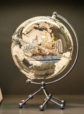 创意透明地球仪摆件轻奢高档家居客厅电J视柜酒柜办公室桌面装饰